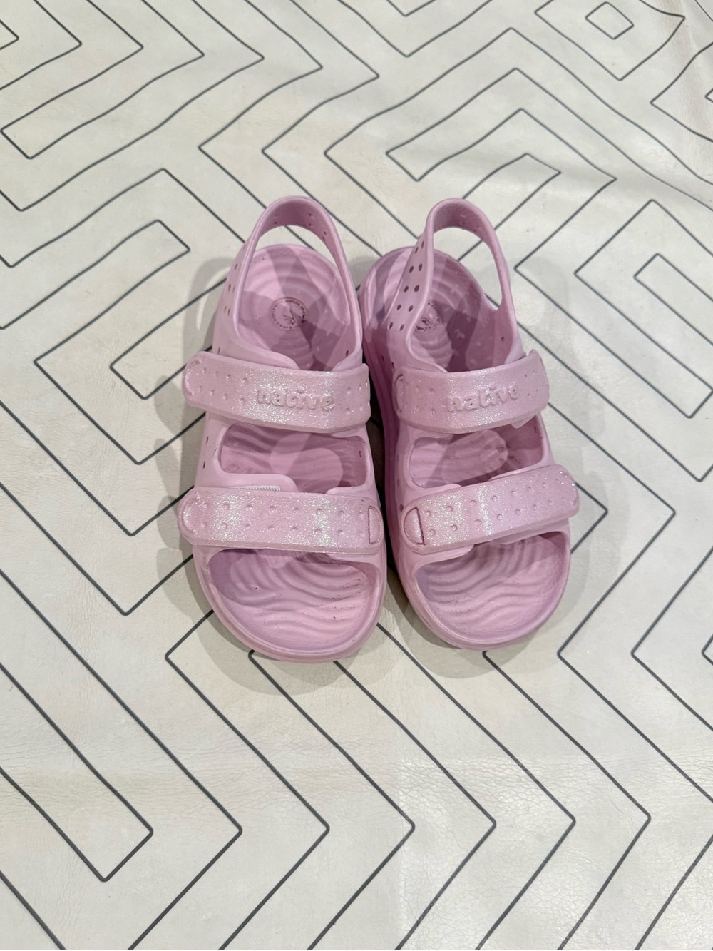 Native Pink Glitter Double-Strap Sandals